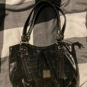 Sag Harbor Shiny Black Shoulder Bag